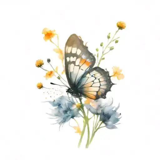 Dandelion And Black And Orange Butterfly Resting