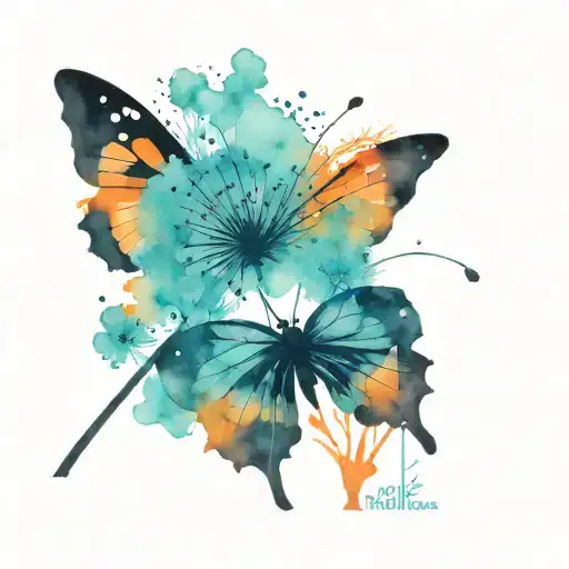 Dandelion And Black And Orange Butterfly Resting And Autism Puzzle Piece