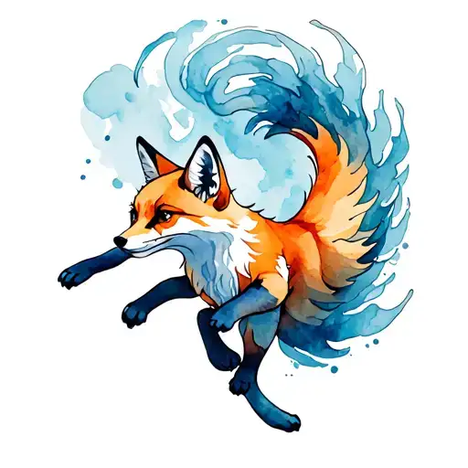Nine Tail Fox Jumping