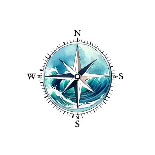 Compass With Realistic Ocean Waves Crashing