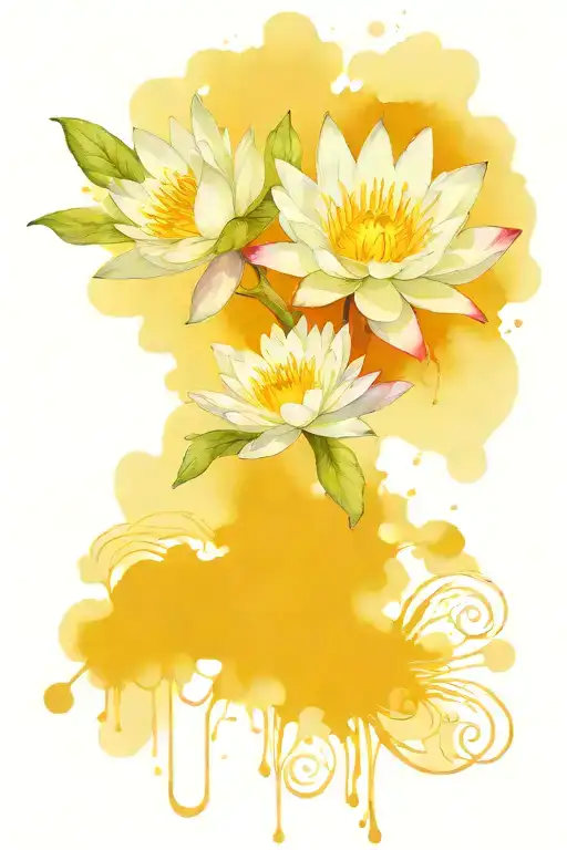 Water Lily Flower With Morning Glory And Aster