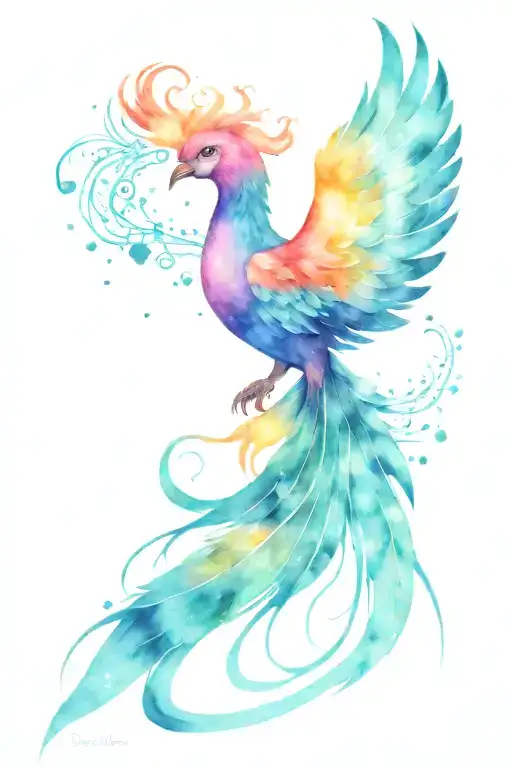 Galaxy Phoenix Bird With Some Black Line Work