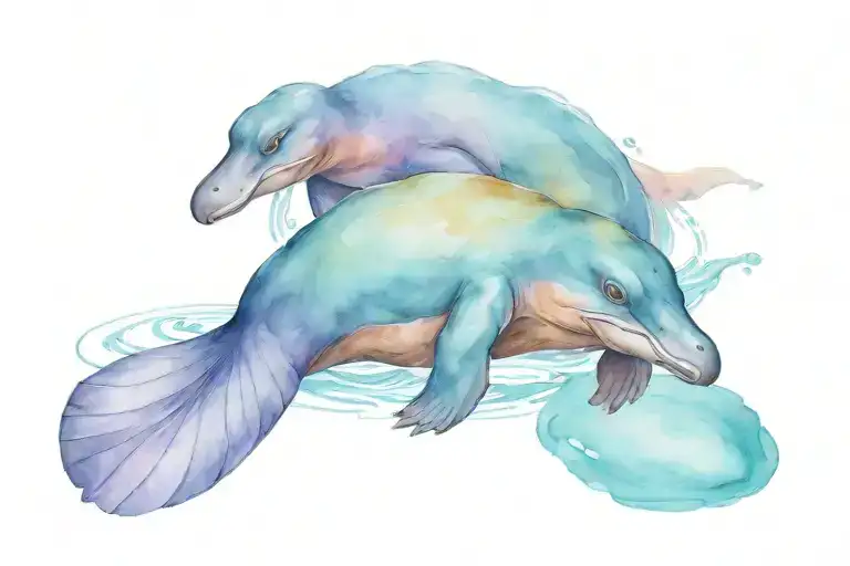 Platypus Surrounded By Water