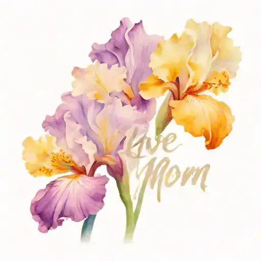 Iris Flower With Words Love Mom