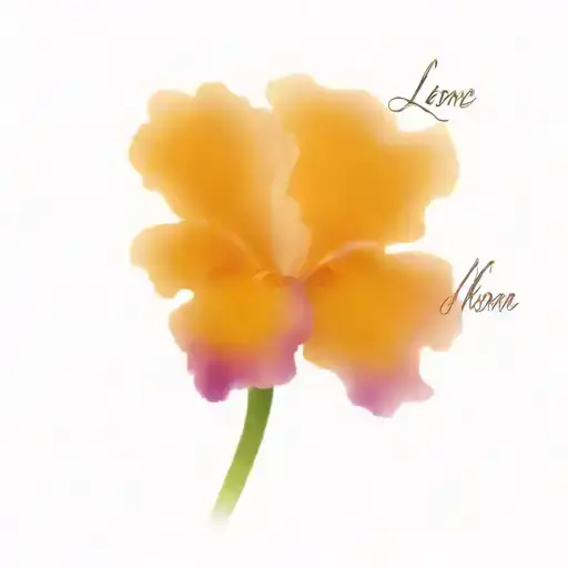 A Single Purple Iris Flower With Words Love Mom
