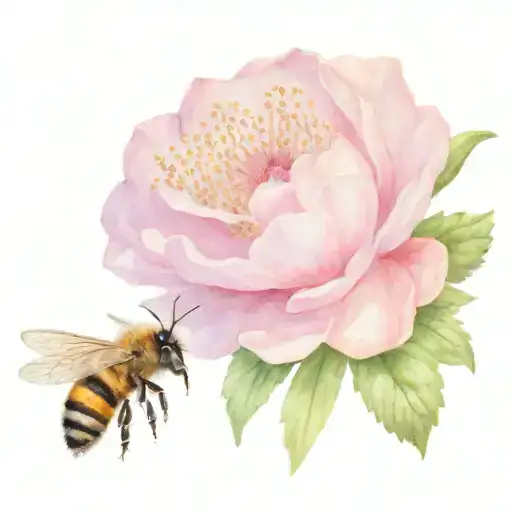 Realistic Bee On Strawberry Flower