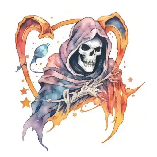 Outline Of Grim Reaper Looking Into The Galaxy