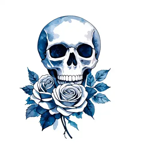Skull And Rose Surrounded