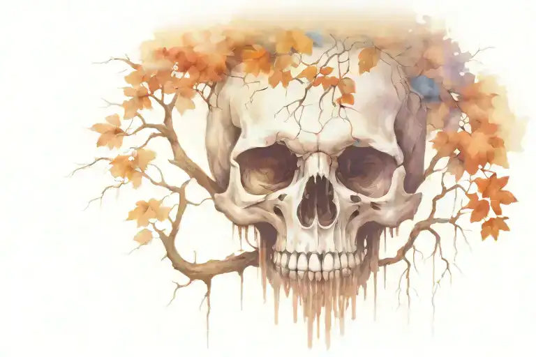Skull In A Tree With Strong Roots Forming