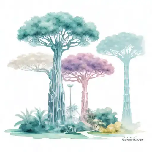 One Colored Garden By The Bay Supertree With Three Black And White Baobabs At The Back