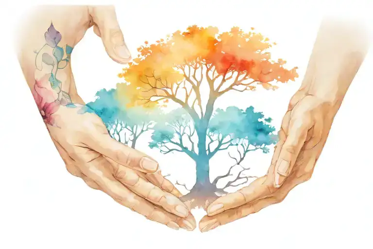 Tree Of Life And Hands Holding