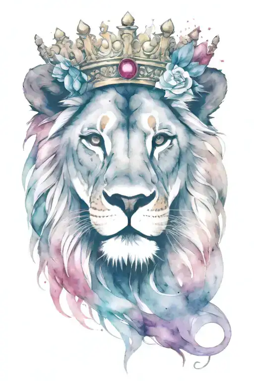 Lion Wearing A Crown Ruby Stone