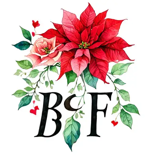 Poinsettia Rose End To End With The Letters Bff Intertwined In The Vines