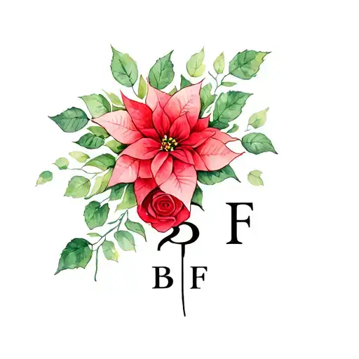 Poinsettia And A Rose End To End With The Letters Bff Intertwined In The Vines