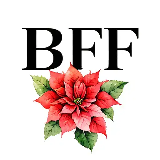 Poinsettia And A Rose End To End With The Letters Bff As The Vines