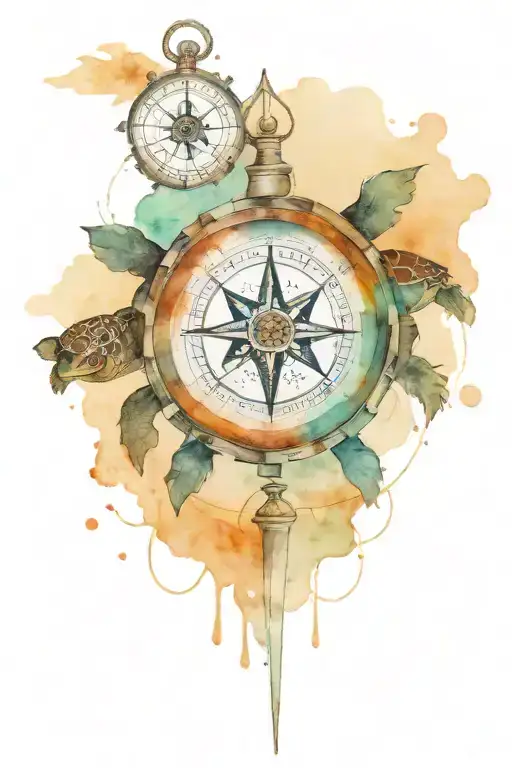 Compass With Turtle And Science