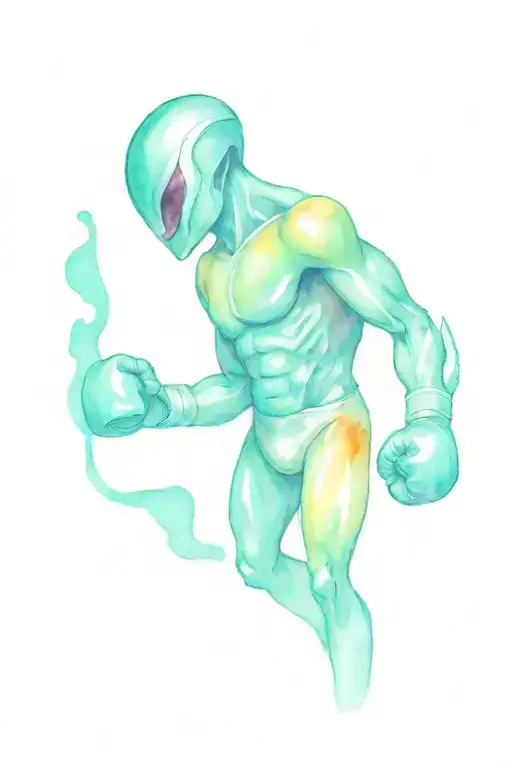 Alien Punches Boxing Bag