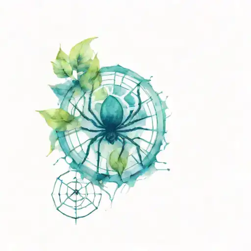 Vegvisir Symbol And Spider And Plants Growing