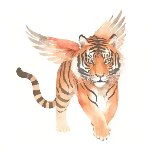 Red And Black Tiger With Wings Spread