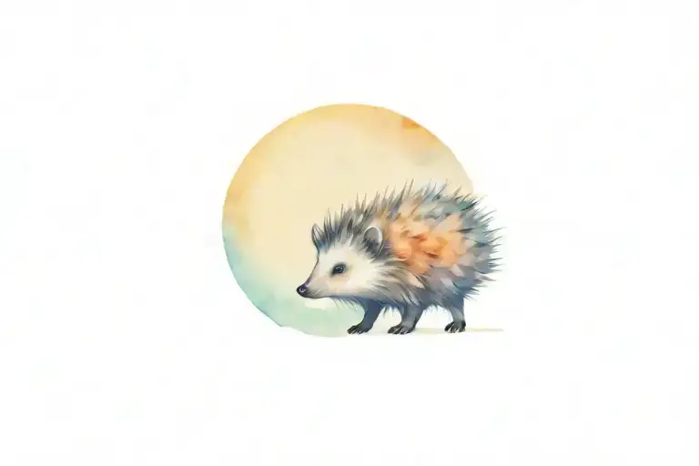 A Hedgehog Taking With The Full Moon