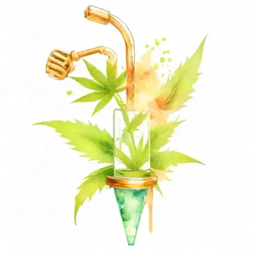 Bong And Marijuana Leaf With Elements