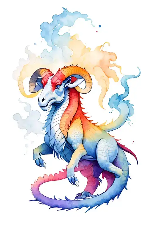 Ram With Dragon On Background With Smoke Effect