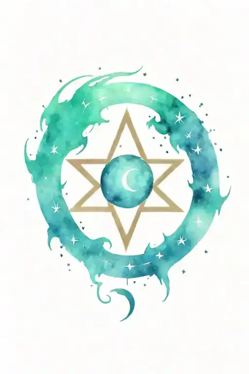 Tattoo Design Supernatural Anti Possession Symbol Surrounded By A Crescent Moon And Stars