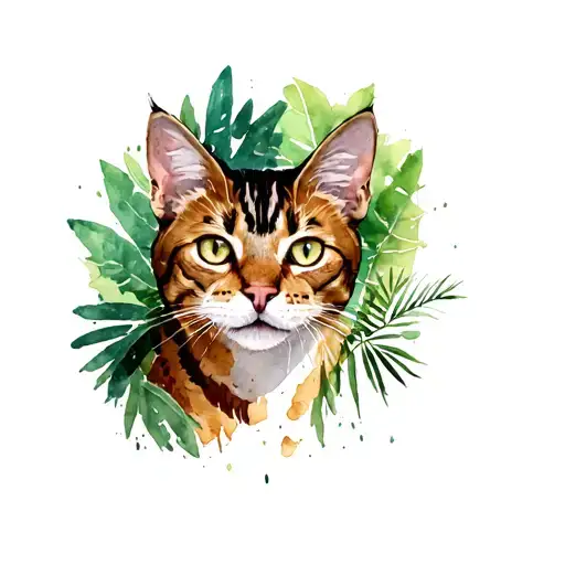 Aggressive Cat In A Wild Jungle In The Background