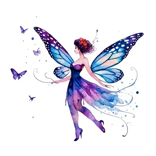 Pixie Fairy With Monarch Butterfly Wings Dancing