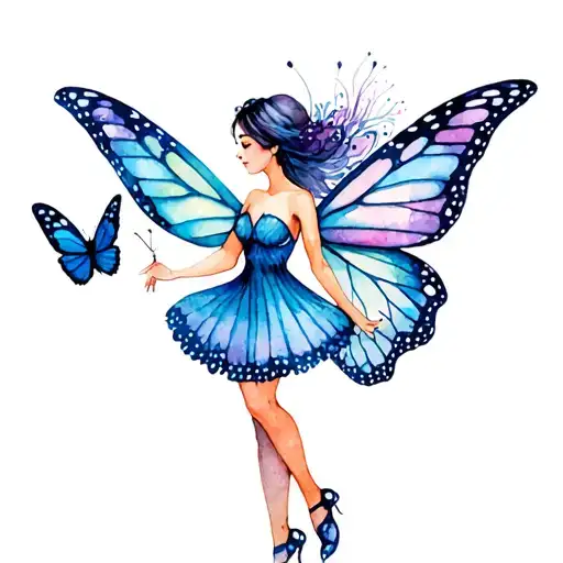 Pixie Fairy With Monarch Butterfly Wings Dancing