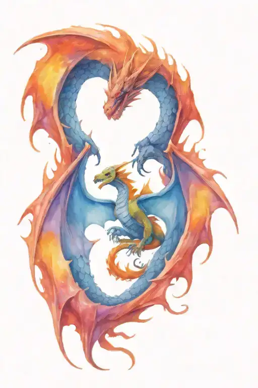 Fire Breathing Dragon With Wings Spread And Holding A D20