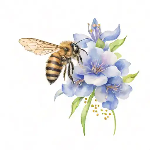 Honey Bee Flying Over Flowers