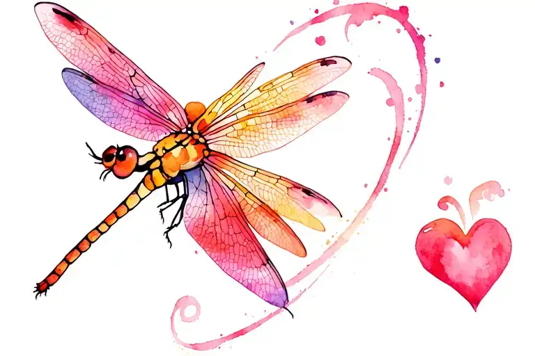 Dragonfly Flying Heart