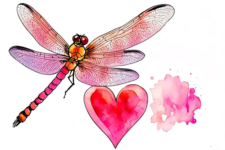 Dragonfly Flying Heart I Love You