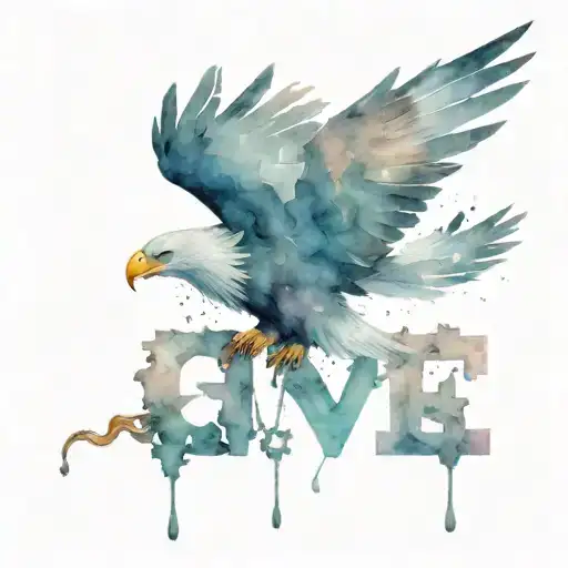 Eagle In Flight With Chain Between Legs With Pendant Letter A