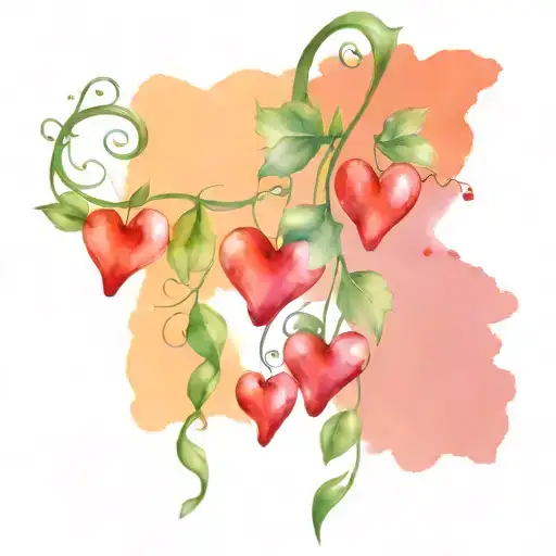 Vine With Hanging Hearts And Ribbons