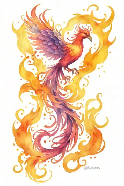 Phoenix Rising From Flames