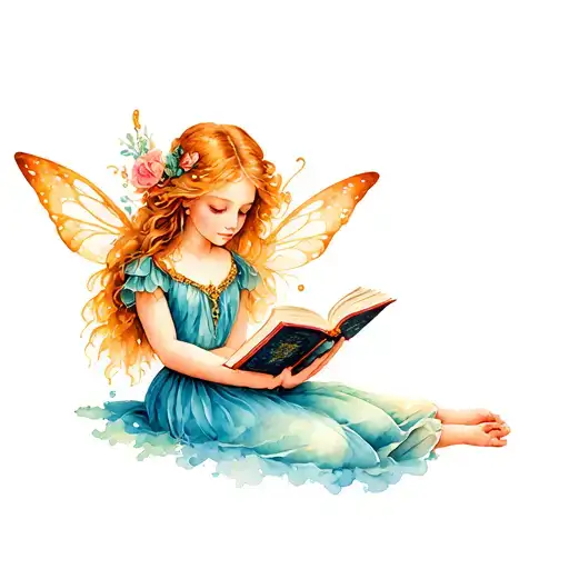 Fairy Reading A Book Open In Front