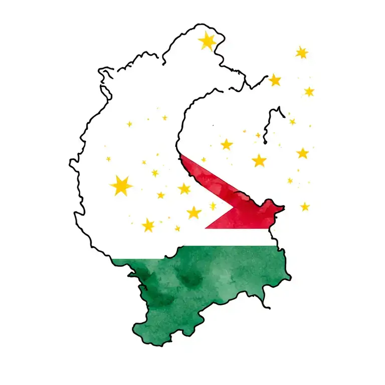 Pakistan And Philippines Flag Tattoo Stencil Outline With Colors