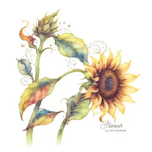 Sunflower With Stem Written Marisa