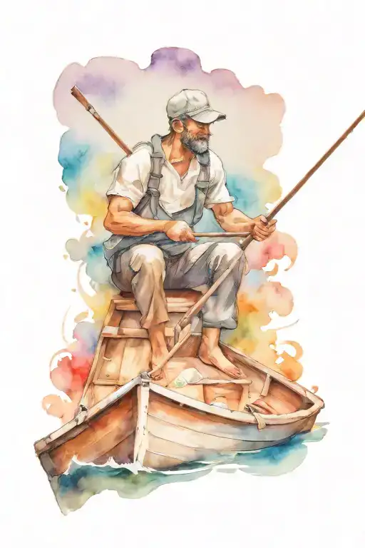Man In Boat Fishing