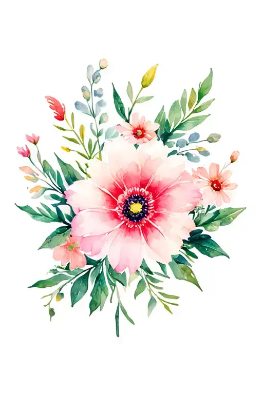 April May And June Birth Flower Bouquet Tattoo