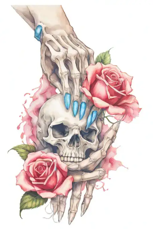 Skeleton Hand Holding Rose
