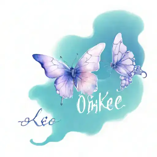 Text Okiee In Purple Lilac Shade And Little Butterfly