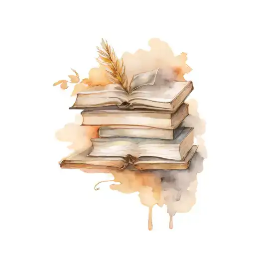 Black And White Book Stack With Open Book On Top