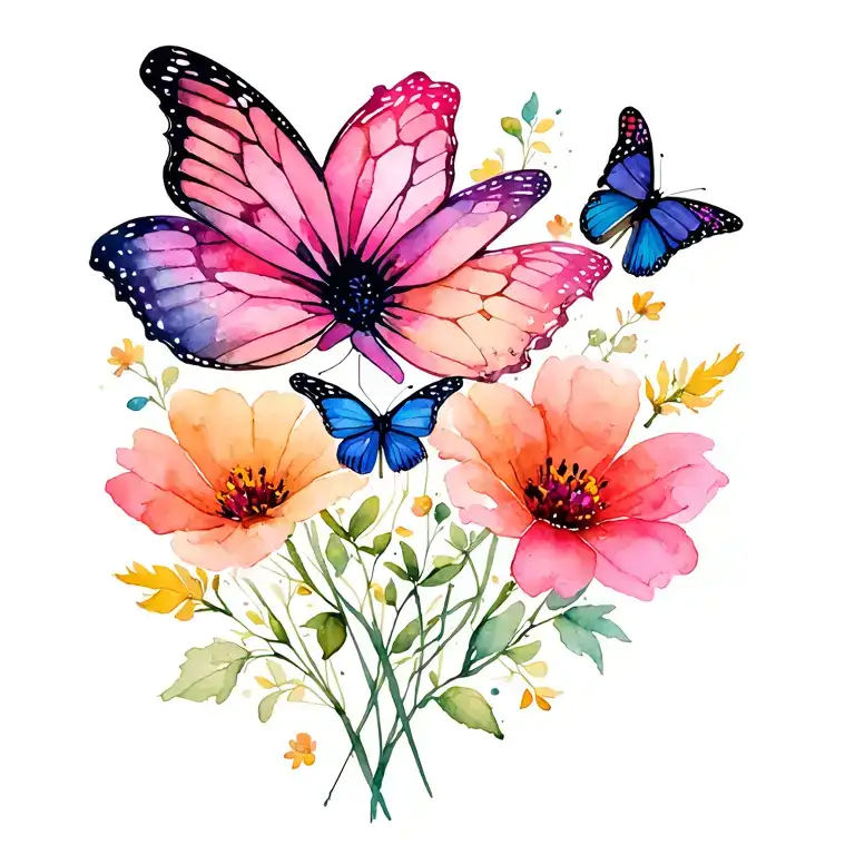 Flowers And Butterfly