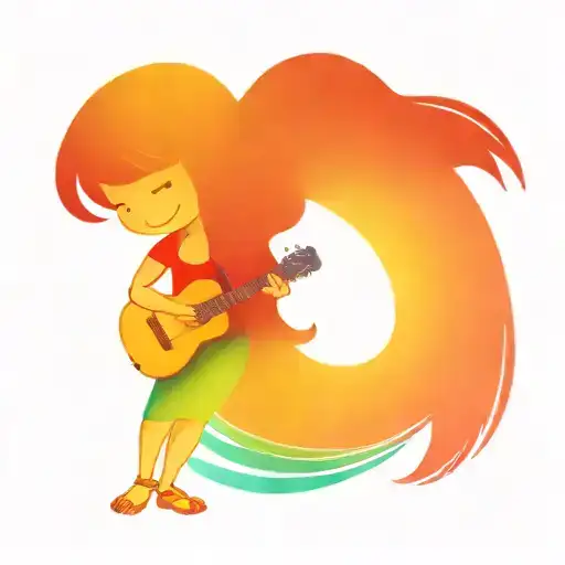 A Hula Girl With A Ukulele And A Rainbow