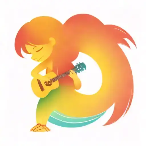 A Hula Girl With A Ukulele And A Rainbow