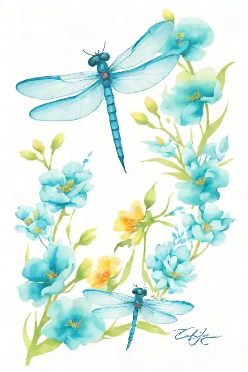 Dragonfly Landing On Flowers