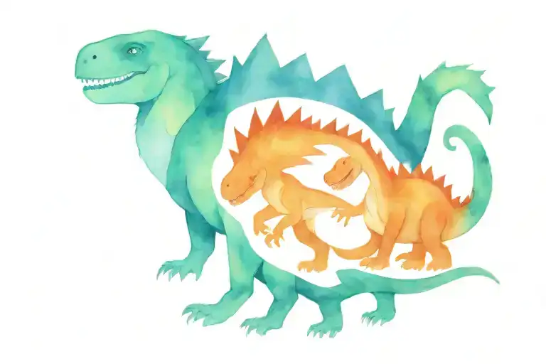 Dinosaur Brother And Sister Outline